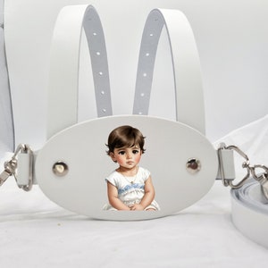 Weiße Italienische Leder-Kinderwagen-Zügel mit Baby-Motiv BSEN31210 2004 APPROVED