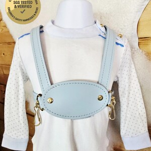 Harnais de marche en cuir bleu pastel pour tout-petit (personnalisation gratuite) image 2