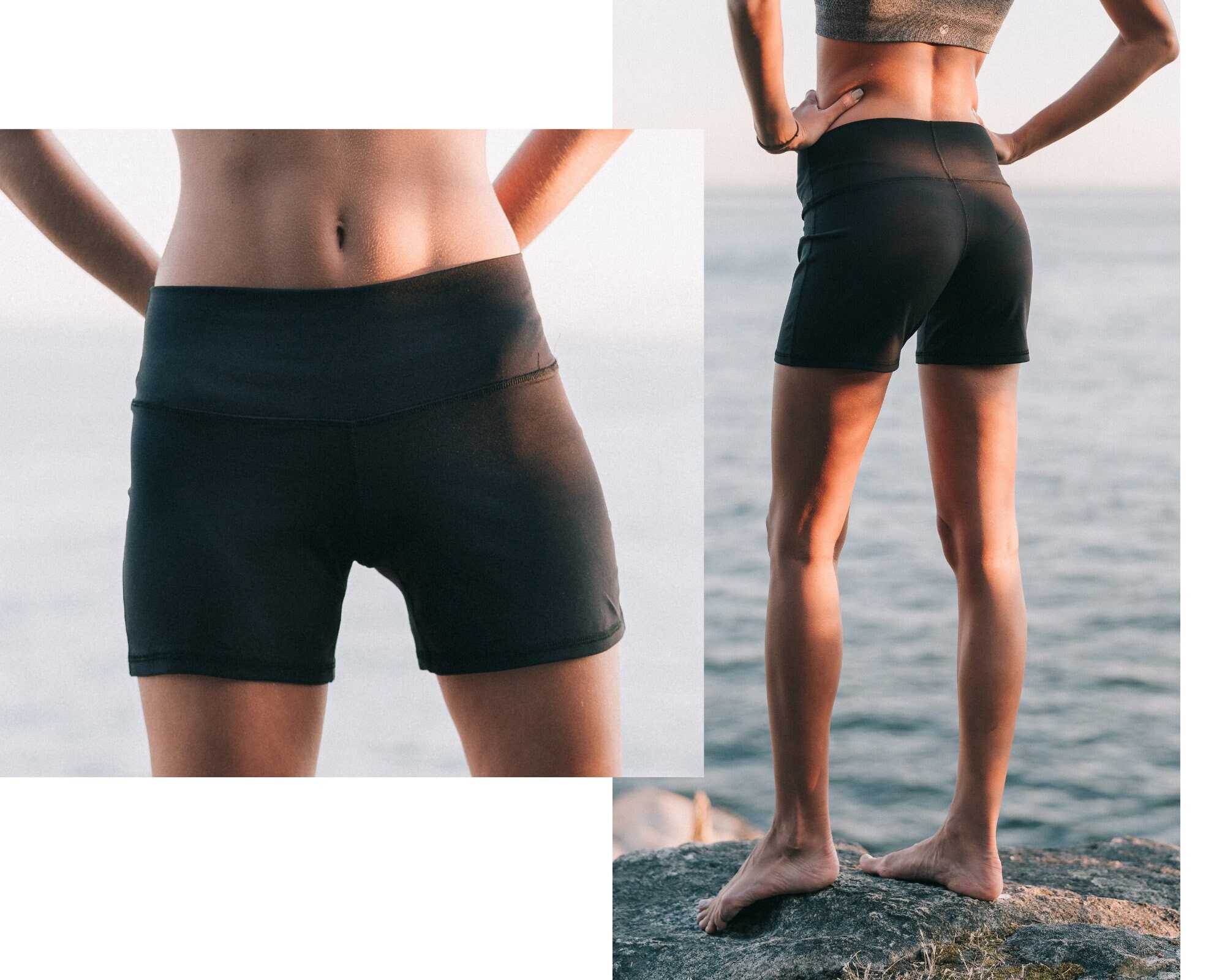 High Waisted No Elastic Band Midi Shorts Kriya Short Etsy