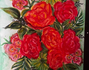 peinture de roses