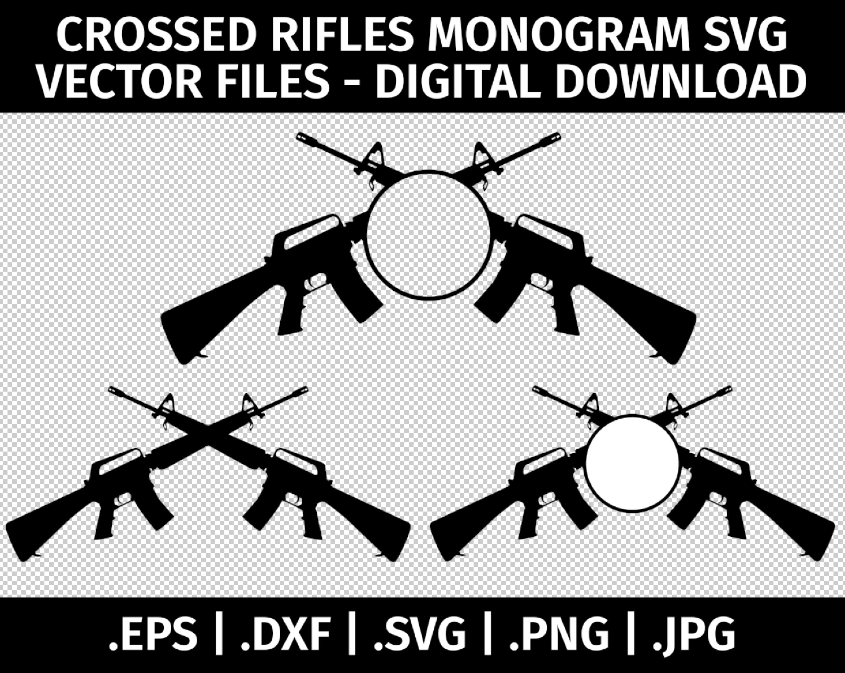Download Crossed Rifles Svg Ar 15 Monogram Frames Gun Silhouettes Etsy