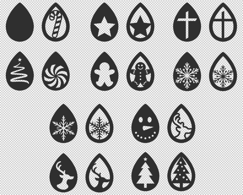 Xmas Pendant Silhouette Christmas Earring Svg Holes And No Holes Cut Files For Cricut Leather Earring Svg Template Eps Dxf Svg Pdf Visual Arts Craft Supplies Tools
