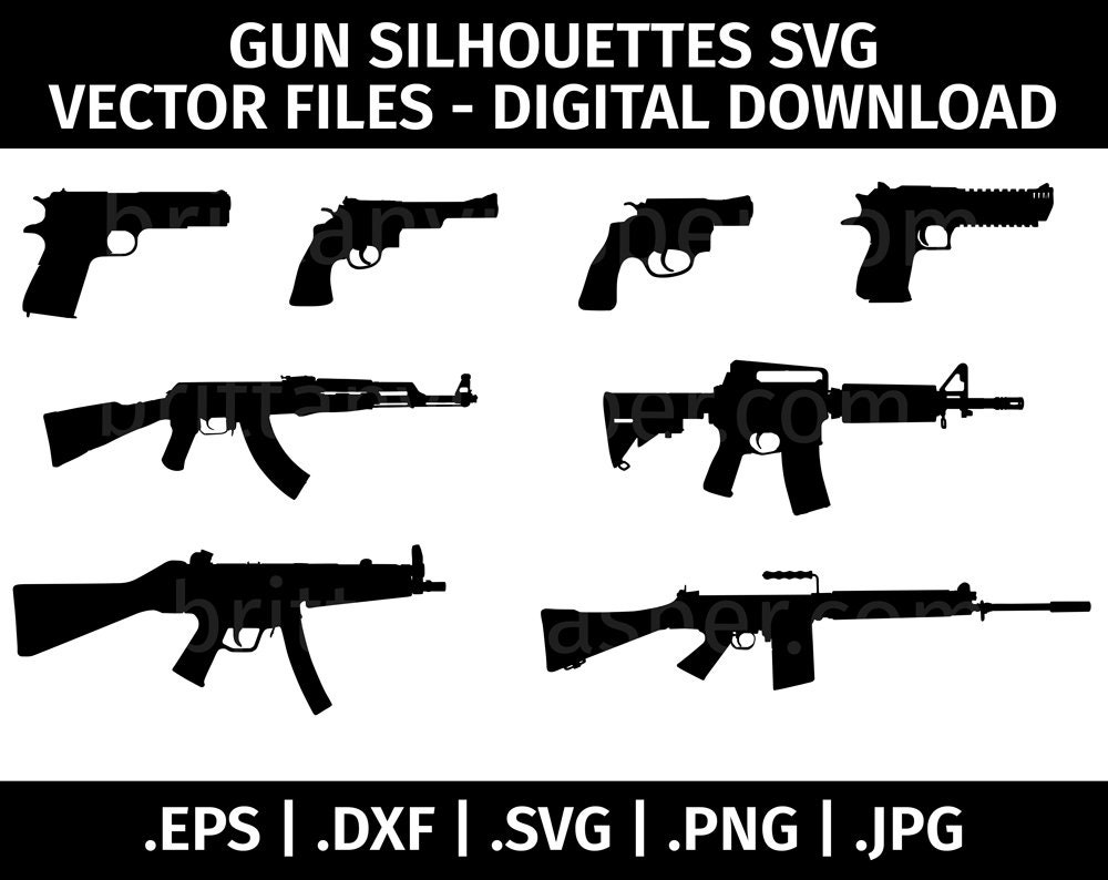 Download Gun Silhouettes SVG Vector Clip Art Cut Files for Cricut ...