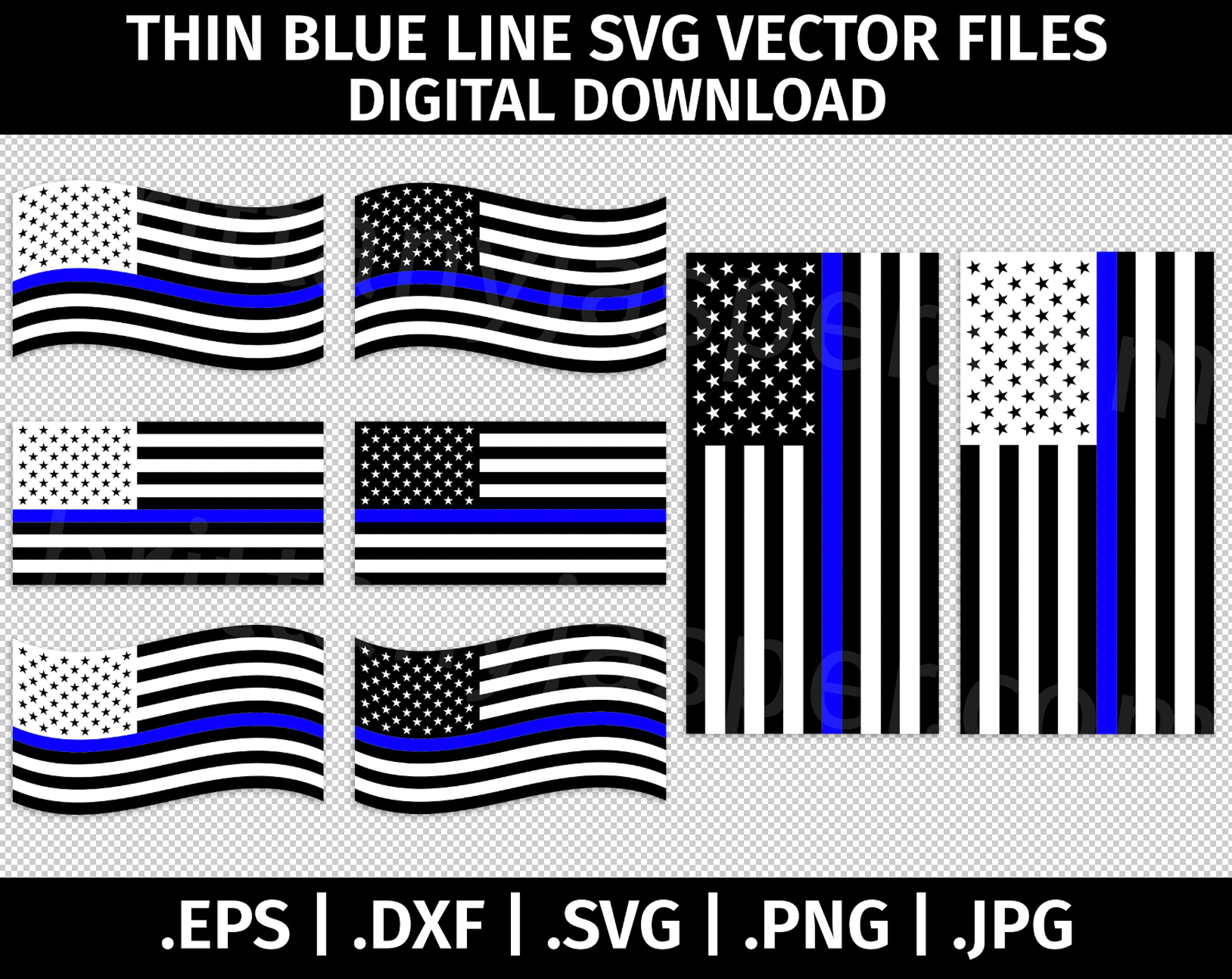 Thin Blue Line Flag Svg Vector Clip Art Cutting Files For Etsy