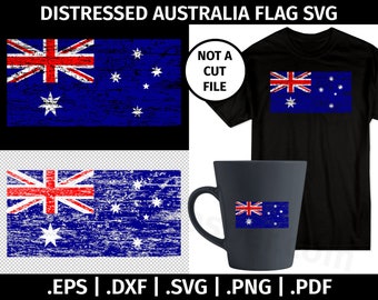 Distressed Australia Flag SVG Design - Clip Art Vector Graphic  - eps dxf svg png pdf - Tattered Australian Flag, T-shirt Stencil Weathered