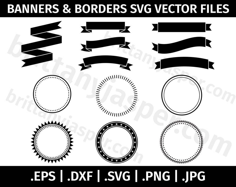 Download Banners and Circle Borders SVG Vector Clip Art Bundle | Etsy