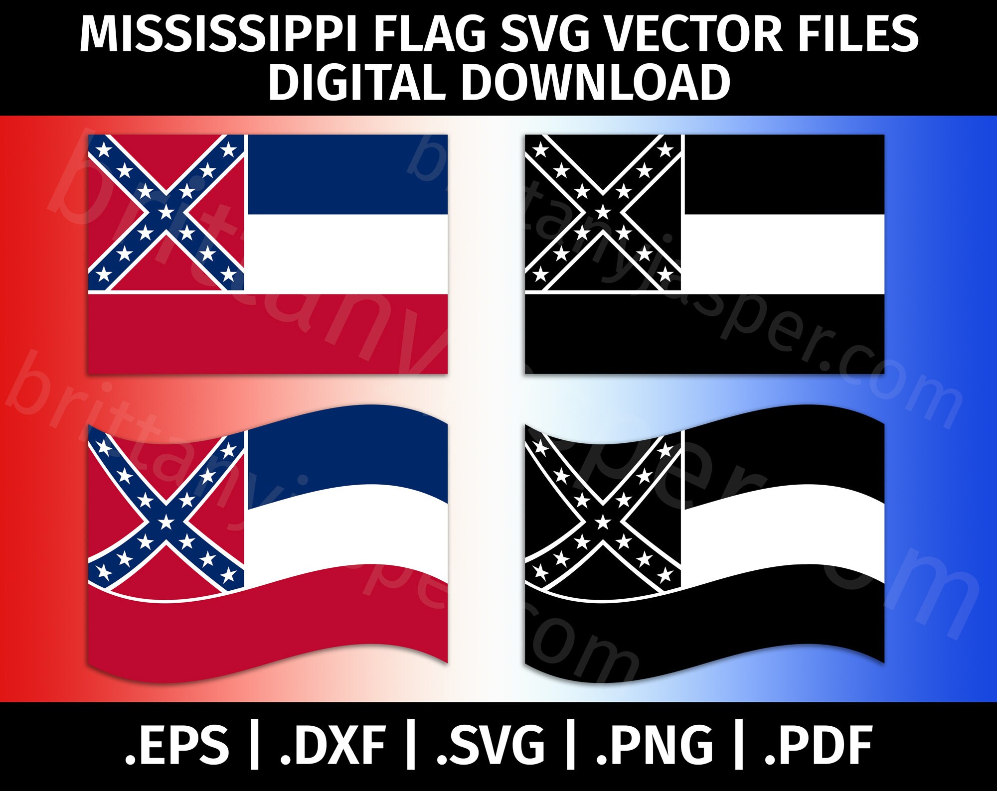 Sewing & Needlecraft Silhouette MS Flag Waving Flag Mississippi State ...
