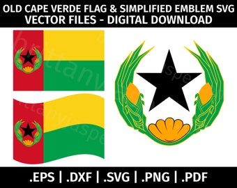 Old Cape Verde Flag SVG Vector Clip Art - Cut Files for Cricut, Silhouette - eps dxf svg png  pdf - Digital, Waving Flag, Independence