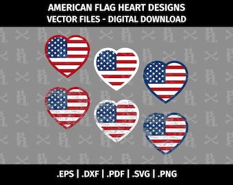 Verweerde grunge Amerikaanse vlag hartontwerpen SVG vector clip art - snijbestanden voor Cricut, Silhouette - eps dxf pdf svg png - verweerde VS