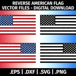 Bandiera americana invertita SVG - Bandiera degli Stati Uniti d'America SVG Vector Clip Art - File di taglio per Cricut, Silhouette - eps dxf svg png - USA