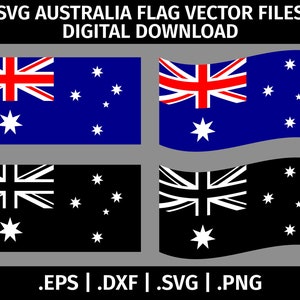 Bandera de Australia SVG Vector Clip Art - Archivos de corte para Cricut, Silhouette - eps dxfpng - Archivo digital, Bandera australiana ondeante, Plantilla
