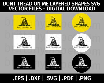 Don't Tread On Me Flag SVG Vector Clip Art - Full Color & Black and White  - eps dxf svg png pdf - Gadsden Flag, Square Circle Format