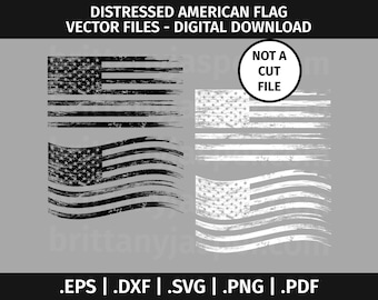 Verontruste vlag van de Verenigde Staten van Amerika SVG ontwerp - vector illustraties afbeelding - eps dxf svg pdf png - VS, golvend, patriottisch, zwart-wit