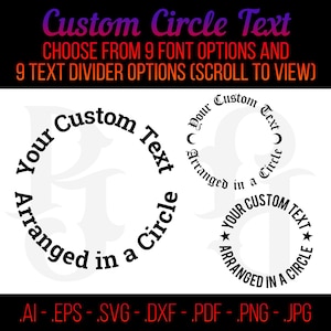 Aangepaste cirkeltekst - jouw gepersonaliseerde tekst gerangschikt in rond formaat - ai svg eps dxf pdf png jpg - aangepaste digitale afbeelding, gesneden bestanden