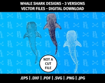 Walvishaai ontwerp - Vector clip art afbeelding - eps dxf svg pdf png jpg - Marine, Oceaan, Zeeleven, Zwart, Wit & 2 Kleuren