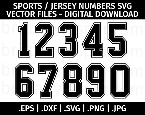 Jersey / Sports Number SVG Vector Clip Art Cut Files for - Etsy