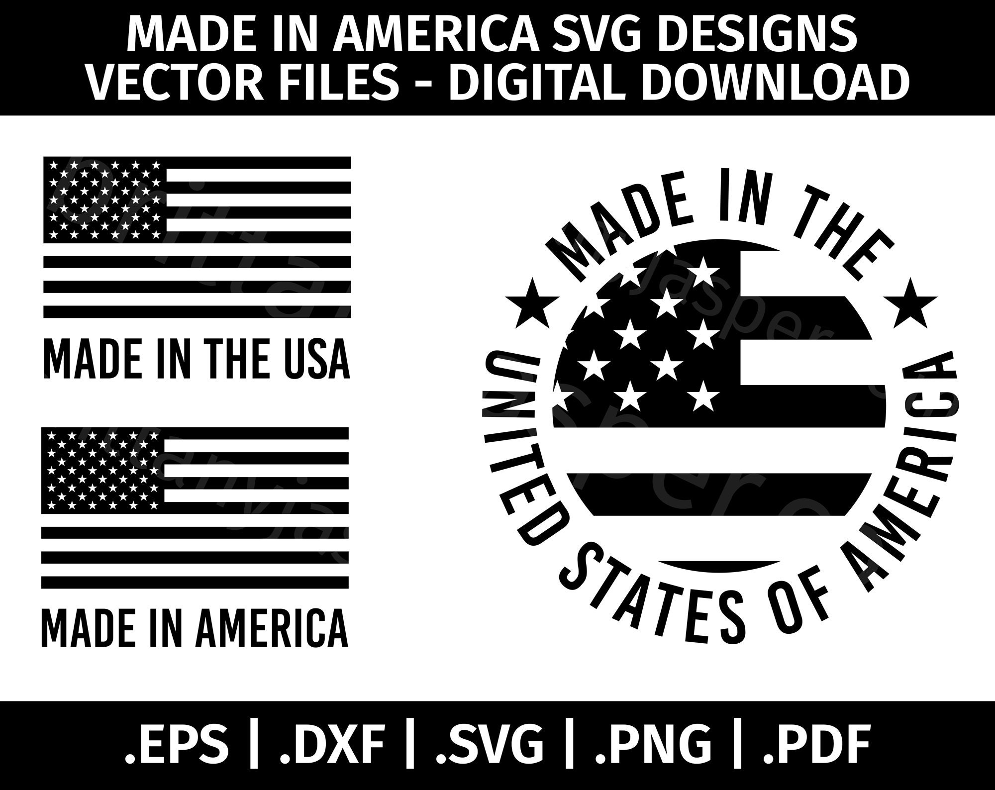 Made in America SVG Vector Clip Art Bundle - Cut Files for Cricut ...