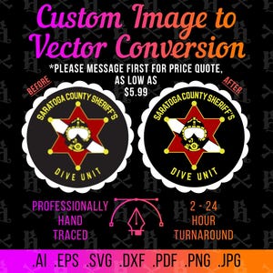 Custom Image to Vector Conversion - Convert Pixel Picture to Vector - ai eps svg dxf pdf png jpg - low to High Resolution, Personalized, SVG