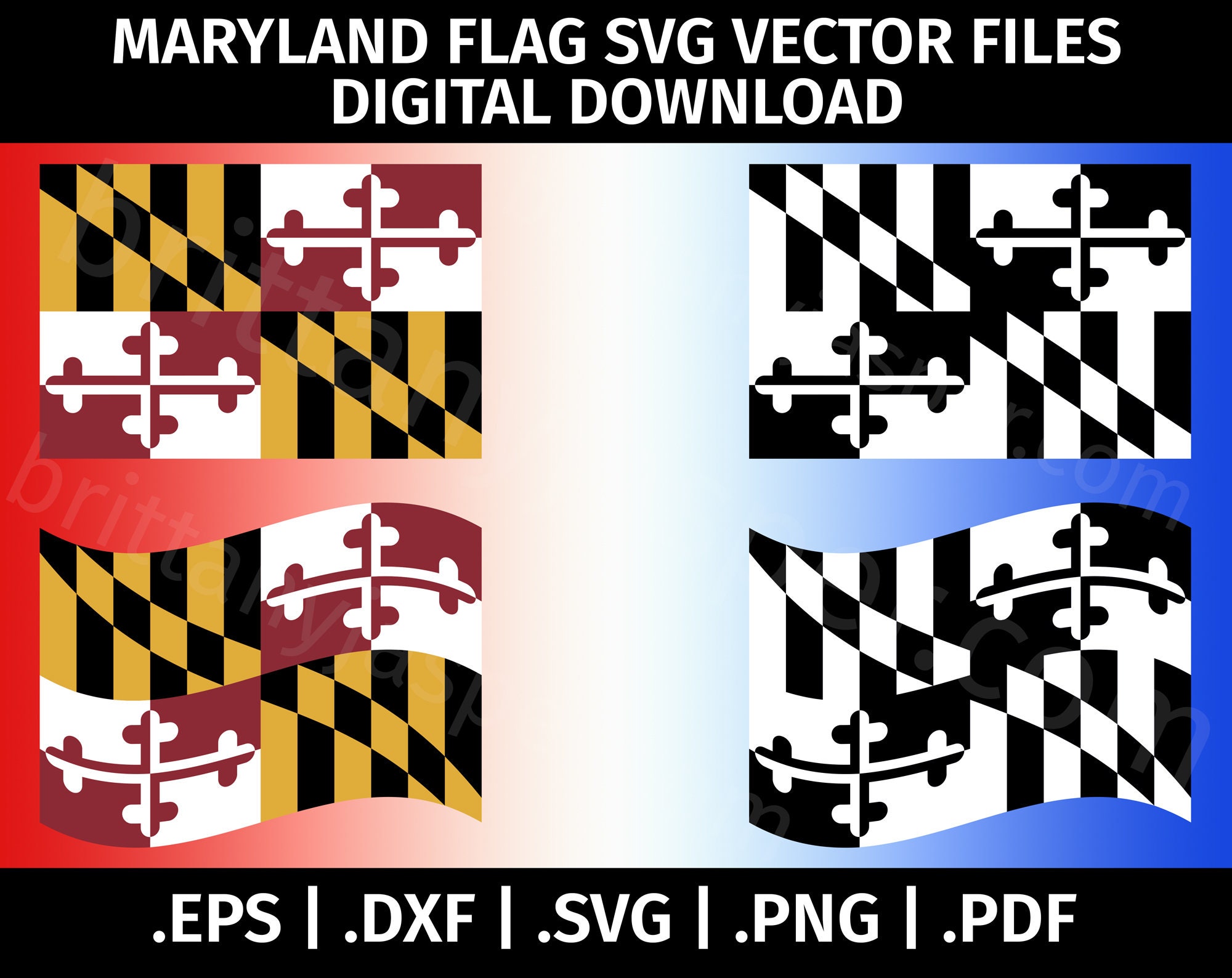 Greyscale Maryland Flag Color Sides / Gift Bag Pack