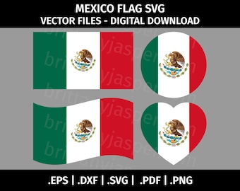 Mexico vlag SVG vector illustraties - gesneden bestanden voor de Cricut, silhouet - eps dxf svg pdf png - Mexicaans, zwaaien, embleem, zegel, wapenschild
