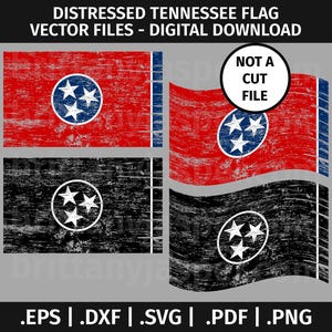 Tennessee noodlijdende staat vlag SVG-afbeelding - vector illustraties - eps dxf svg pdf png - gescheurde, verweerde, rustiek, zwaaien, grunge, TN, VS