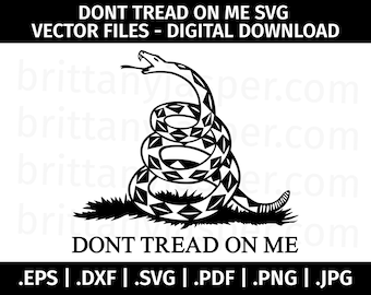 Don't Tread On Me Graphic SVG Vector - Cut Files for Cricut, Silhouette - eps dxf svg png jpg pdf- Gadsden Flag, Liberty, Freedom, Snake