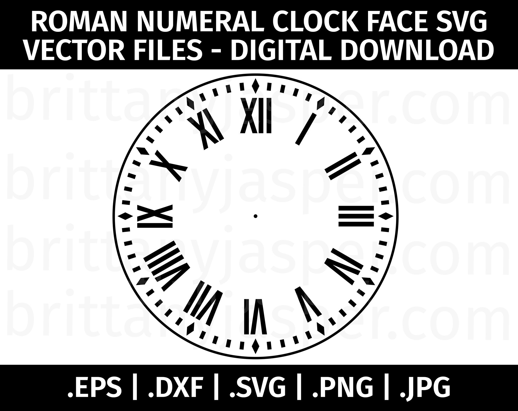 Roman Numeral Clock Face SVG Vector Clip Art Cut Files for | Etsy