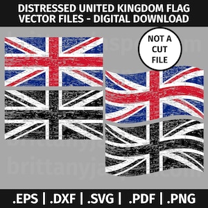 Drapeau du Royaume-Uni en détresse Design SVG - clipart vectoriel - eps dxf svg pdf png - Britannique en lambeaux, Grande-Bretagne, patiné, agitant