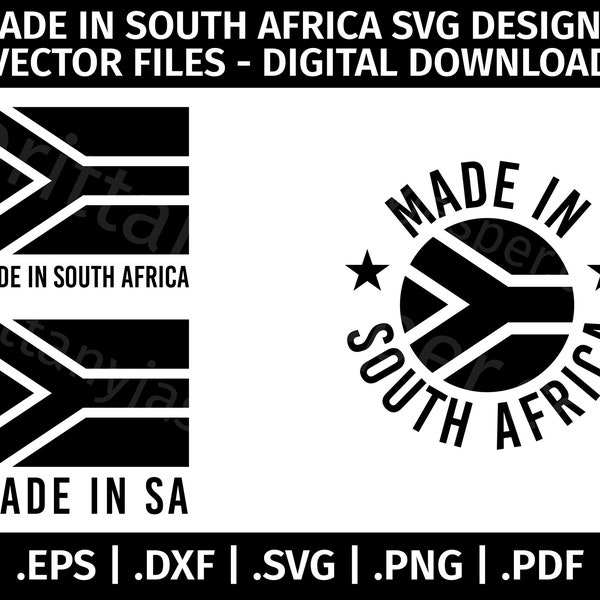 Made In South Africa SVG Vector Clip Art  Bundle - Cut Files for Cricut, Silhouette - eps dxf svg png pdf - Made in SA, South African