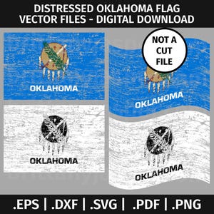 Bandeira do estado de Oklahoma em estado de desgaste SVG - Clip Art Vetorial - EPS, DXF, PDF, SVG, PNG - Desgastada, Envelhecida, Rústica, Oklahoma, Preto e Branco