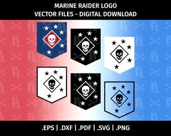 Ontwerpen voor logo's van het Marine Raider Regiment - Snijbestanden voor Cricut, Silhouette - eps dxf svg pdf png - militaire insignes, USMC, MARSOC, Korps, VS