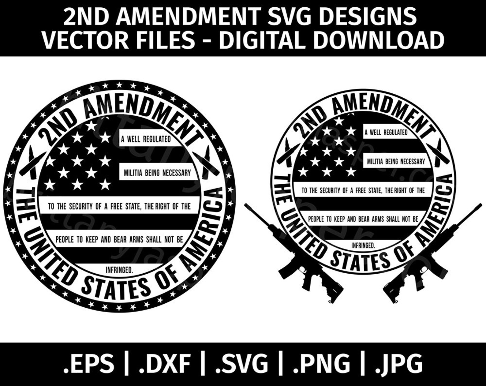 2nd Amendment SVG Design Vector ClipArt Cut Files for image 0.