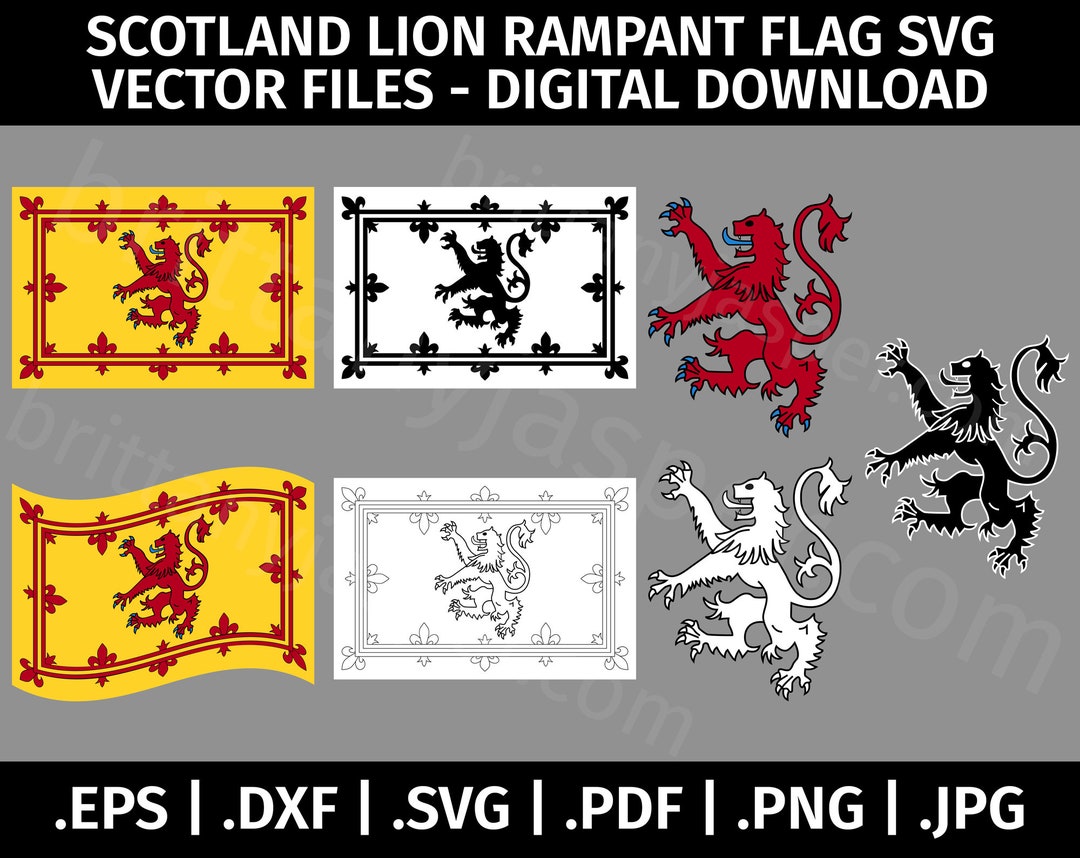 Scotland Lion Rampant Flag Layered SVG Vector Clip Art Cut Files