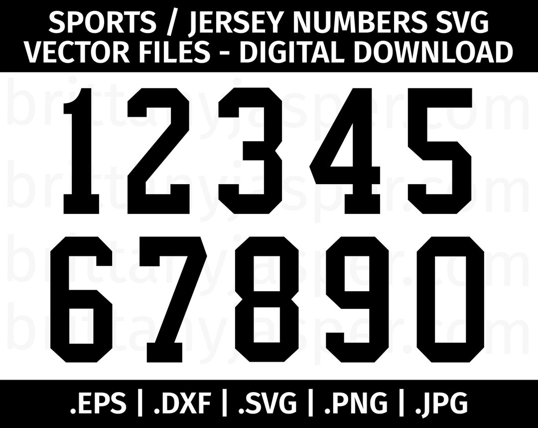 Jersey / Sports Number SVG Vector Clip Art Cut Files for Cricut