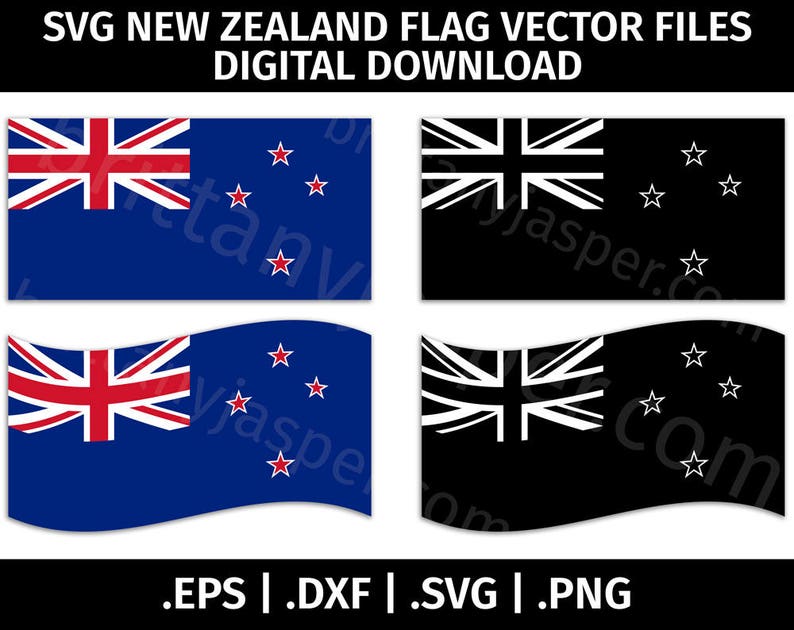 Download New Zealand Flag SVG Vector Clip Art Cutting Files for | Etsy