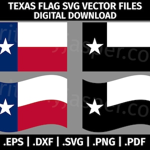 Texas Flag SVG Vector Clip Art - Cutting Files for Cricut, Silhouette - eps dxf svg png - Digital File, Texas Waving Flag, Template, Texan