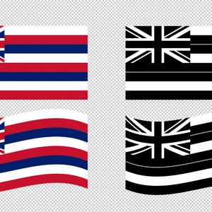 Hawaii State Flag SVG Vector Clip Art Cut Files for Cricut, Silhouette eps dxf svg png pdf Black & White, Waving Flag, HI Flag image 2