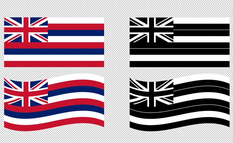 Hawaii State Flag SVG Vector Clip Art Cut Files for Cricut, Silhouette eps dxf svg png pdf Black & White, Waving Flag, HI Flag image 2