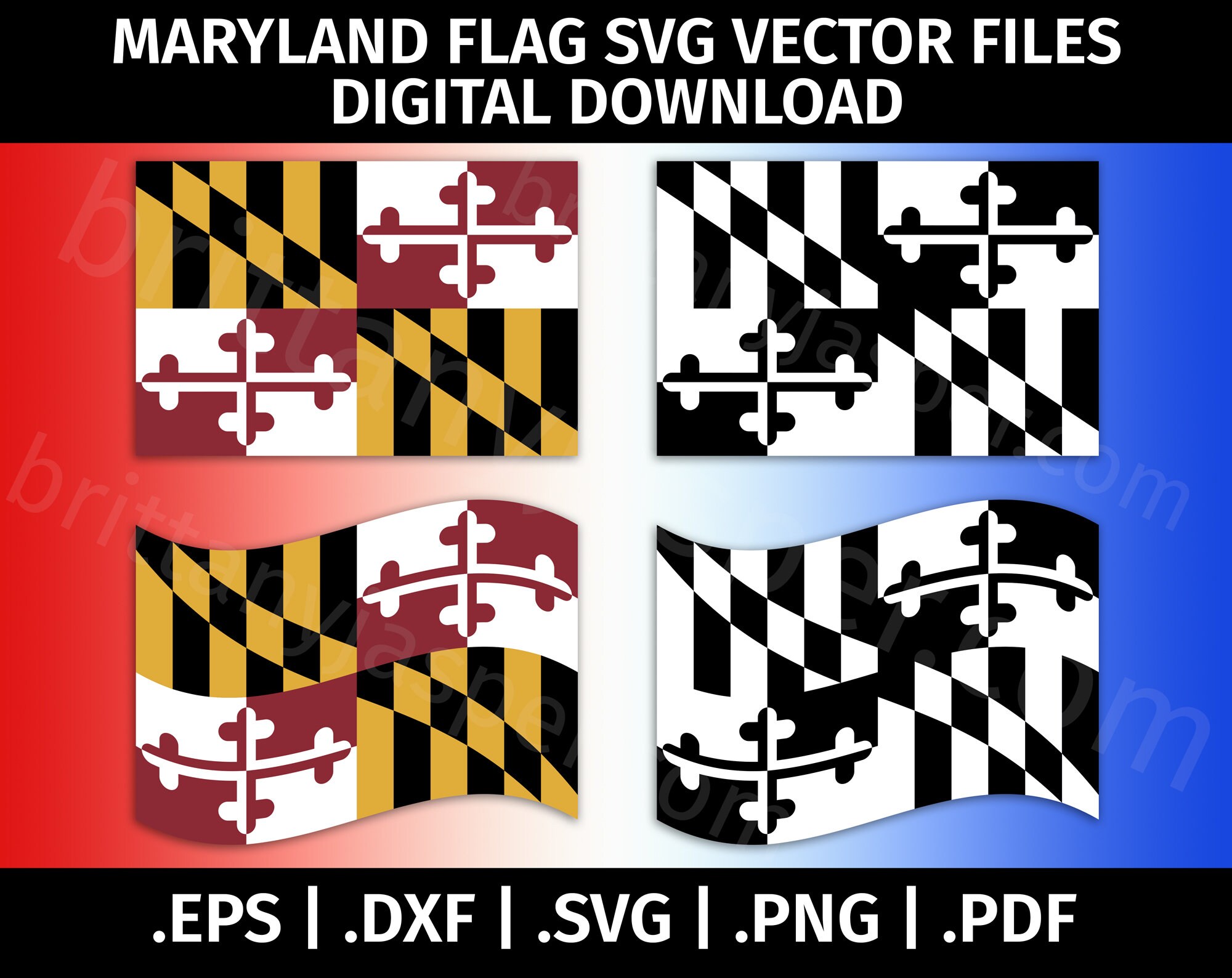 Maryland State Flag SVG Vector Clip Art Cut Files for | Etsy
