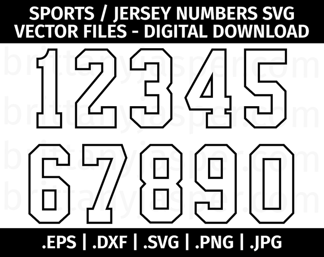 Jersey / Sports Number SVG Vector Clip Art Cut Files for Etsy