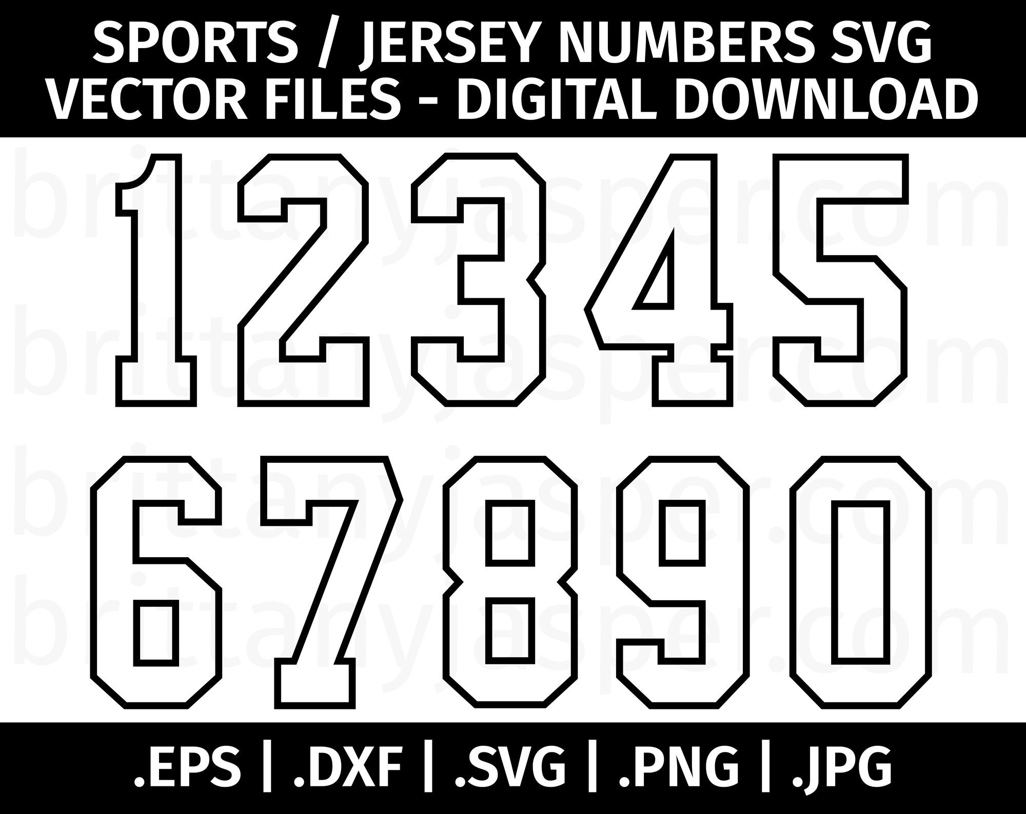 Jersey numbers SVG. PNG. 4 versions! Cricut cut files, layered. Silhouette  files. Sports, Team, Uniform, DXF eps. Instant Download!
