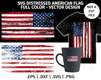 Estados Unidos de América Distressed Flag SVG - Diseño a todo color - Vector Graphic Clip Art - eps dxf svg png jpg - Americano, Patriótico, EE.UU.