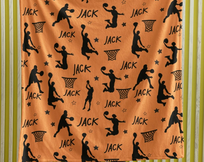 Couverture nominative personnalisée pour joueur de basket-ball, cadeau pour enfants, garçon, fille, peluche confortable, cadeau pour personnes âgées, panier personnalisé pour adolescents, entraîneur d'équipe, nom de la saison, sport