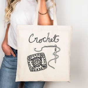 Crochet Tote Bag for Crocheters Funny Crochet WIP Bag Yarn Crocheter Lover Gift Vibe Crochet Lover Id Rather Be Work in Progress Project Bag