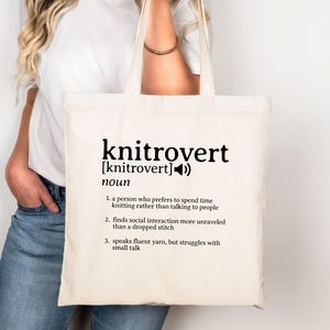 Knitting Knit Tote Yarn Bag Project Bag for Knitting Travel Bag Gift Knitting Organizer Knitting Gift for Yarn Lovers Knitting Mug Inspired