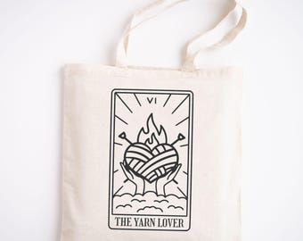 Knitting Project Bag Tarot Card Tote Bag Reusable Yarn Bag Personalized Knitter Gift Funny Knitting Humor Custom Name Tote Yarn Lover Friend