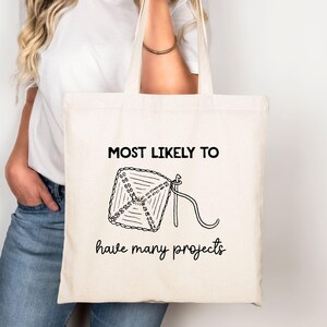 Funny Crochet Tote Bag Crochet Project Bag Gift Crochet Lover Bag Crochet Yarn Bag Craft Tote for Crocheters Yarn Craft Tote WIP Project Bag