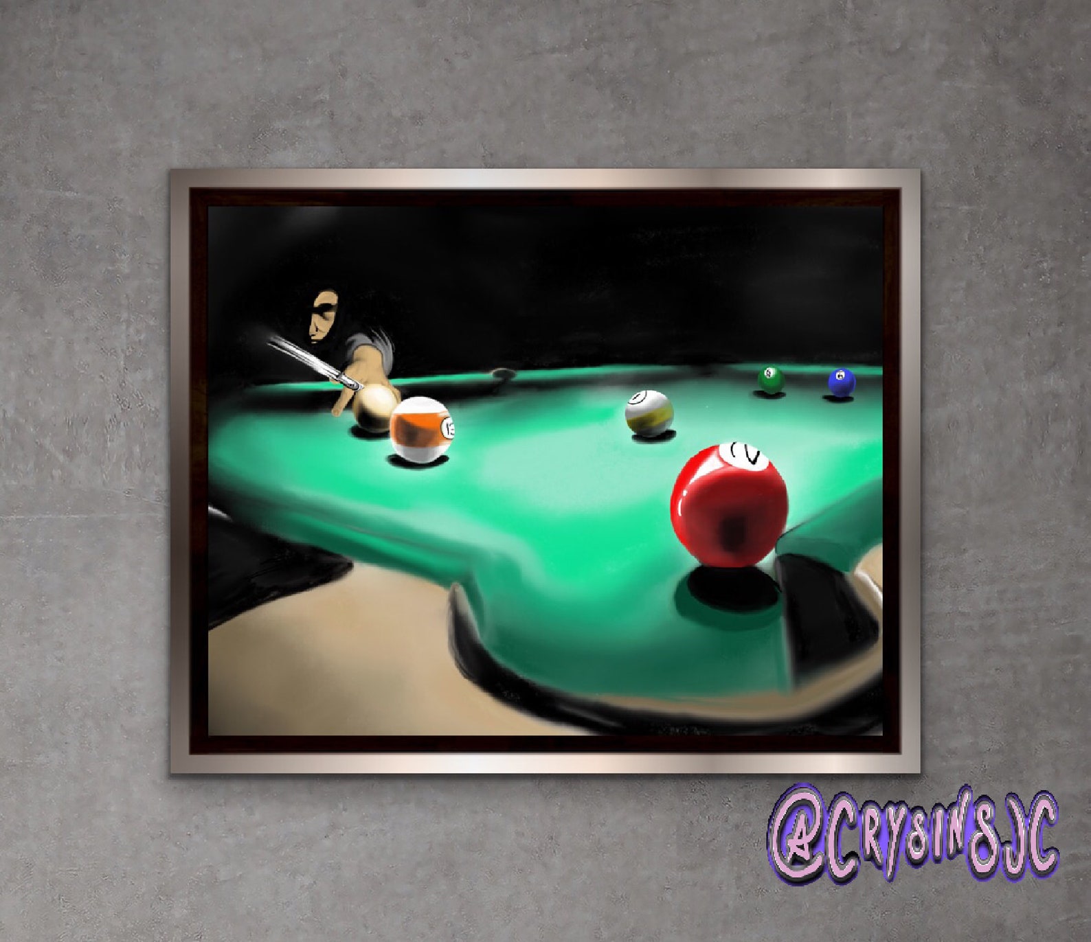 Billiards Pool Game Original Artwork On Canvas Gift for Etsy