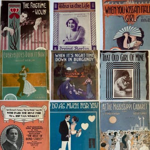 9 Vintage Sheet Music 1910s Irving Berlin Rip Van Winkle Ragtime Violin