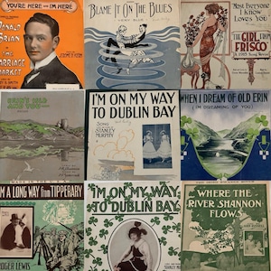 9 Vintage Sheet Music 1910s Irish Songs Ragtime Jerome Kern You&#39;re Here I&#39;m Here